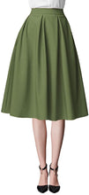 Load image into Gallery viewer, Women&#39;s Flared A line Pocket Skirt High Waist Pleated Midi Skirt
